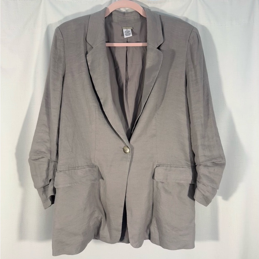 Magaschoni Linen Blend Light Gray Blazer